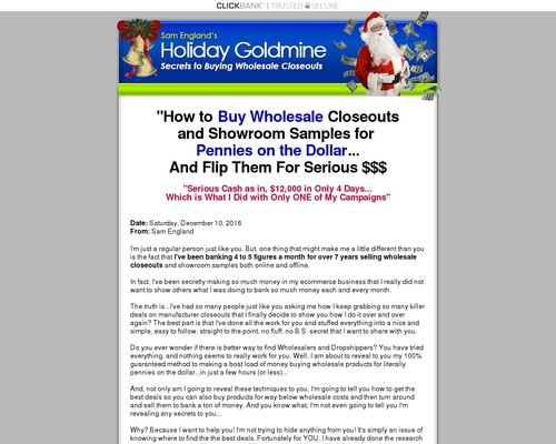 Holiday Goldmine – Secrets To Buying & Selling Wholesale Closeouts