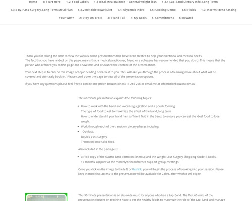 On line dietary presentations