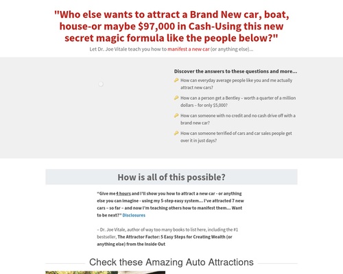 Attract a New Car! by Joe Vitale