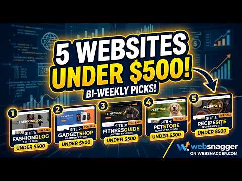 5 Websites for Sale Under $500 This Week | WebSnagger Ep. 1